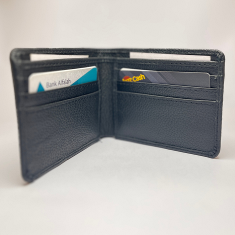 Khas Chamary Premium Black Leather Bi-Fold Wallet-S-Slim | Full Grain Leather Wallet.