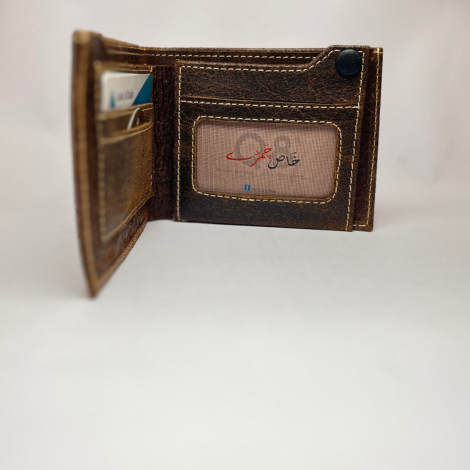 Khas Chamary Men’s Vintage Distressed Real Leather Bifold Wallet with Snap Flap & ID Window