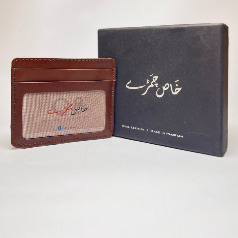Khas Chamary Ultra-Slim Genuine Leather Card Holder Wallet with Clear ID Window – Front Pocket Organizer