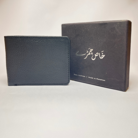 Khas Chamary Premium Black Leather Bi-Fold Wallet-S-Slim | Full Grain Leather Wallet.
